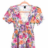 Shein Floral Tie Front Smocked Waist Dress- Size S