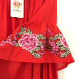 Entro Off the Shoulder Embroidered Bell Sleeve Dress NWT- Size S