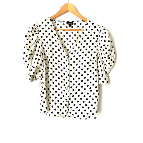 Who What Wear White Polka Dot Top- Size L (see notes)