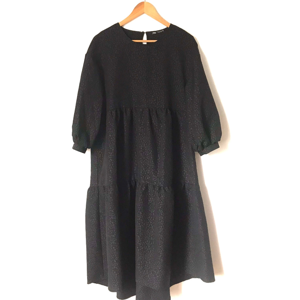Zara Black Drop Waist Bubble Sleeve Dress- Size S The Saved Collection Zara Black Drop Waist Bubble Sleeve Dress- Size S The Saved Collection