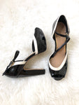 Jessica Simpson Black & White Block Heels - Size 8 (small flaw-worn spots)