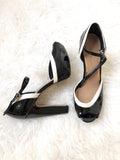 Jessica Simpson Black & White Block Heels - Size 8 (small flaw-worn spots)