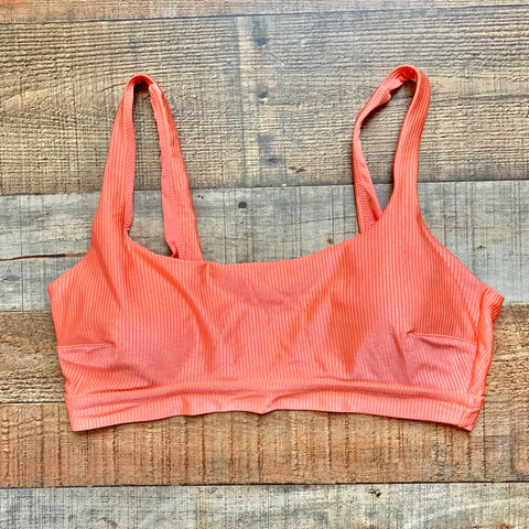 Aerie Shiny Orange Ribbed Padded Bikini Top- Size XL