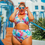 Fig Leaves Floral High Waisted Bikini Bottoms- Size 20 (BOTTOMS ONLY)