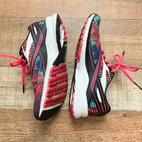 Brooks Launch 4 Black and Pink Printed Running Sneakers- Size 8 (GREAT CONDITION)