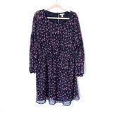 Elizabeth and James Floral Sheer Sleeve Dress- Size XL