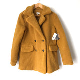 BP Mustard Faux Fur Coat NWT- Size XS