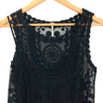Free People Black Embroidered Tank Dress (with removable lining/slip)- Size XS (see notes)