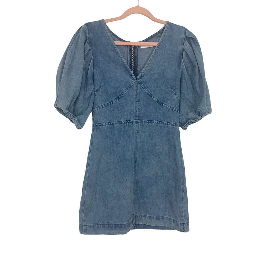 zara denim dress with puff sleeves Vestidos Zara