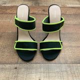 Pretty Little Thing Black/Neon Strap Mules- Size 5 (fit like 7)