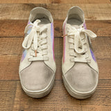 Dolce Vita Silver Iridescent Zaga Mix Media Patch Leather Sneakers- Size 7.5