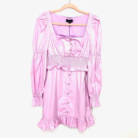 Majorelle Bubblegum Pink Smocked Waist Faux Front Button Mini Dress NWT- Size XS