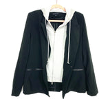 Stella Luce Black Blazer With Detachable Grey Hood- Size L