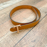 No Brand Camel Belt With Gold T
