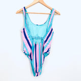 Envya Striped Cheeky One Piece Swimsuit- Size S