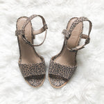 ABLE Leopard Print Open Toe Block Heel Shoes- Size 7