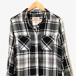 Mossimo Black and White Plaid Button Up Boyfriend Fit Top- Size S