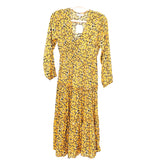 Hayden Mustard Yellow Floral Long Sleeve Dress- Size S