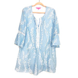 Lilly Pulitzer Blue and White Striped Floral Print Dress- Size XL (see notes)