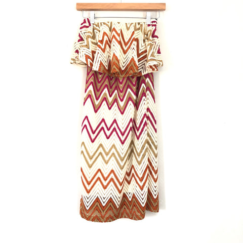 Judith March Crochet Chevron Strapless Dress- Size S