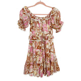 Angel Biba Floral Drawstring Waist Off the Shoulder Dress- Size S