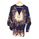 Free People Navy Bell Sleeve Blouse- Size XS