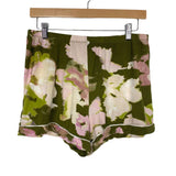 Stars Above Green Floral Beautiful Soft Fabric Sleepwear Notch Collar Top and Shorts Pajama Set- Size M