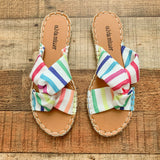 Olivia Miller Striped Canvas Twist Espadrille Sandals- Size 7 (BRAND NEW)