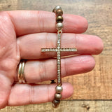 No Brand Silver/Copper Beaded Rhinestone Cross Bracelet