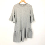 BP Grey Ruffle Asymmetrical Hem & Sleeve Dress- Size XXS