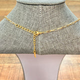 No Brand Color Stone Heart 14K Gold Chain Necklace