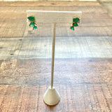 No Brand Gold with Green Stones Ear Climber Earrings