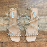 Steve Madden Clear Rhinestone Studded Strappy Sandals- Size 9 (see notes)