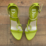 Pre-owned Christian Dior Green Floral Wedges- Size 36.5 (6.5 - See Notes)