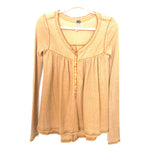 We the Free Mustard Snap Up Waffle Knit Top- Size XS