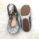 Yosi Samara Silver Glitter Scrunch Flats- Size 9