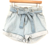 Wishlist Paperbag Light Wash Shorts- Size S