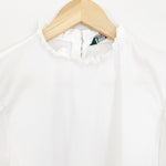 Zara Women White Ruffle Neck Top- Size S