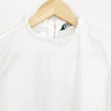 Zara Women White Ruffle Neck Top- Size S