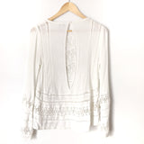 Patrons Of Peace White Crochet Long Sleeve Blouse with Exposed Back- Size XS