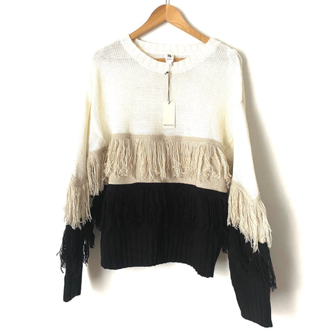 Flawless Color Block Fringe Sweater NWT- Size S