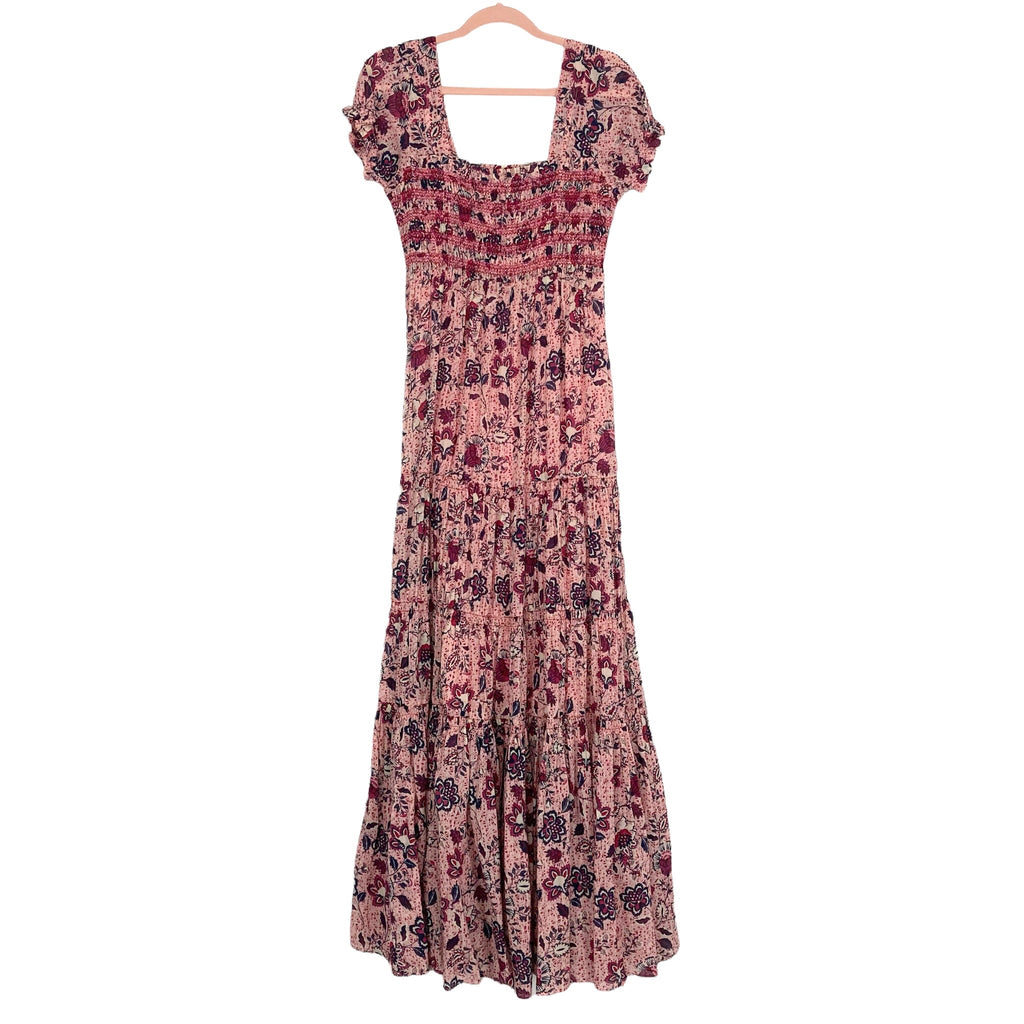 Free People Pink Floral Print Smocked Bodice Maxi Dress NWT- Size XS The Saved Collection Free People Pink Floral Print Smocked Bodice Maxi Dress NWT- Size XS The Saved Collection