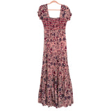 Free People Pink Floral Print Smocked Bodice Maxi Dress NWT- Size XS
