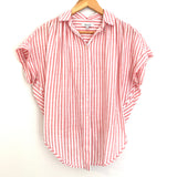 Madewell Pink Striped Tie Front Blouse- Size XS