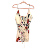 CBR Light Peach Floral Print Faux Wrap Romper NWT- Size M