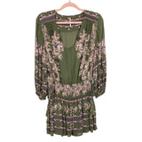 Free People Green Printed Drawstring Dress- Size S