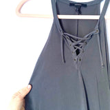Forever21 Charcoal Grey Lace Up Racerback Tank- Size S