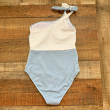 Cupshe Light Blue/White One Shoulder Tie One Piece NWT- Size M
