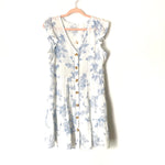 E&M White and Blue Floral Button Up Dress NWOT- Size L