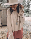 Skies Are Blue Tan and Brick Tie Sleeve Sweater NWT- Size S